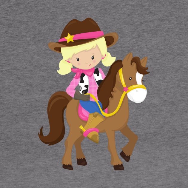 Cowgirl, Sheriff, Horse, Western, Blonde Hair by Jelena Dunčević